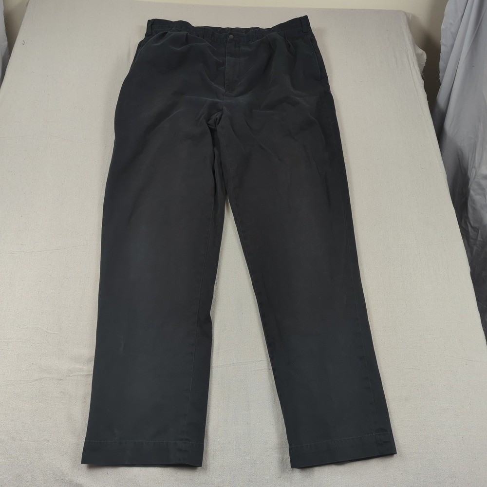 Vtg Polo Ralph Lauren Pants Mens 36x36 Black Andrew Pant Chino Tall Fit Pleated